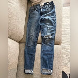 Frame Denim Women's Skinny Ripped Dark Blue Jeans